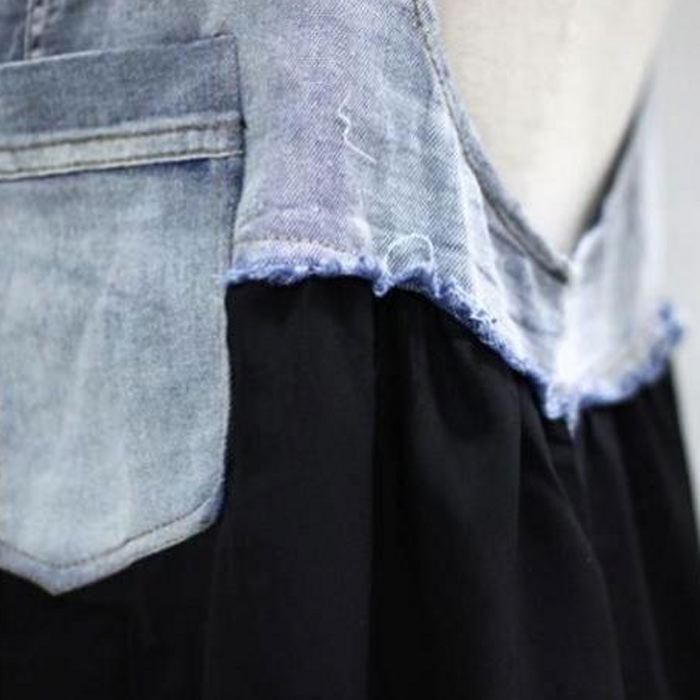 デニムワンピース レディース サロペット ノースリーブ おしゃれ デニム 切り替え マキシ 丈 ワンピ かわいい シフォン 黒 送料無料 |  | 10