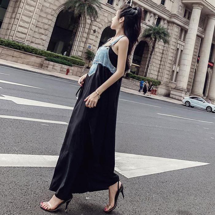 デニムワンピース レディース サロペット ノースリーブ おしゃれ デニム 切り替え マキシ 丈 ワンピ かわいい シフォン 黒 送料無料 |  | 12