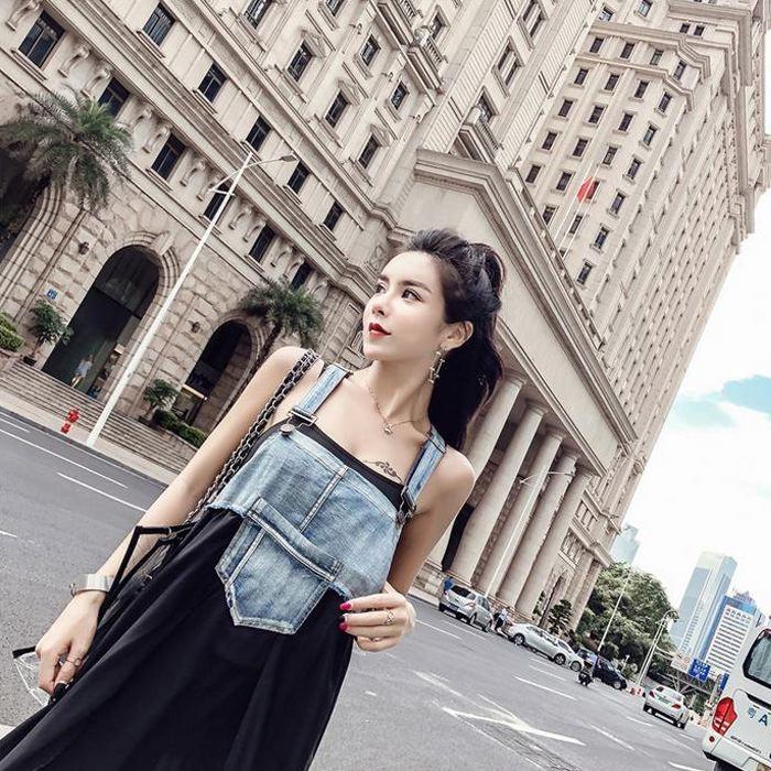 デニムワンピース レディース サロペット ノースリーブ おしゃれ デニム 切り替え マキシ 丈 ワンピ かわいい シフォン 黒 送料無料 |  | 16