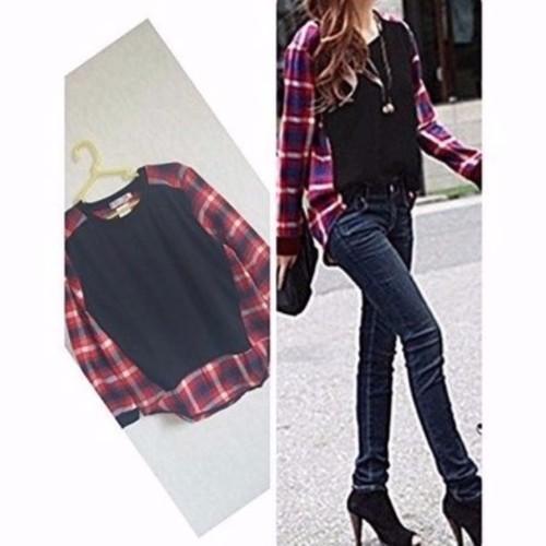 シャツ Tシャツ カットソー レディース チュニック チェック柄 ゆったり 送料無料 |  | 01