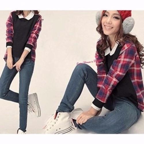 シャツ Tシャツ カットソー レディース チュニック チェック柄 ゆったり 送料無料 |  | 02