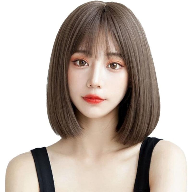 ウィッグ ストレート ダークブラウン ボブ ミディアム フルウィッグ