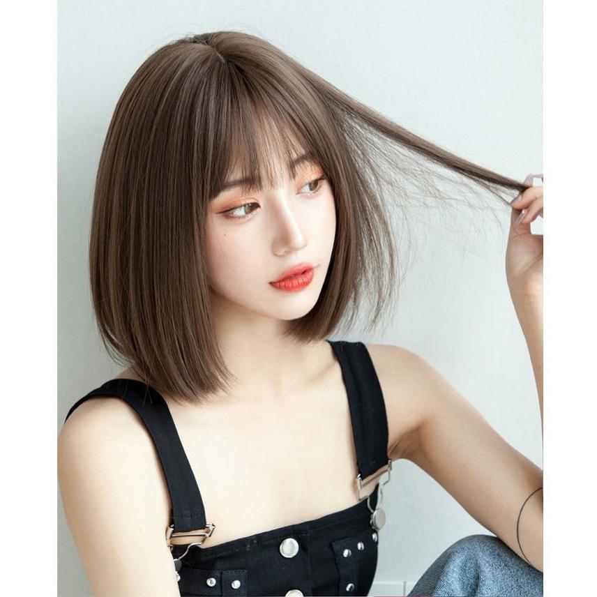 ブラウンショートウィッグ 自然なストレートヘア 楽天市場】ウィッグ ショート フルウィッグ 女性 レディース 自然