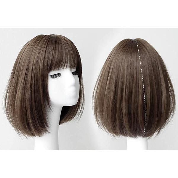 ウィッグ ストレート ダークブラウン ボブ ミディアム フル