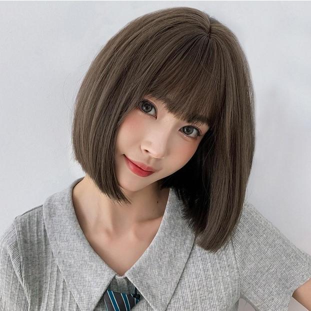 ダークブラウン ショートボブウィッグ AQUADOLL ウィッグ ボブ ショート インナーカラー ウイッグ