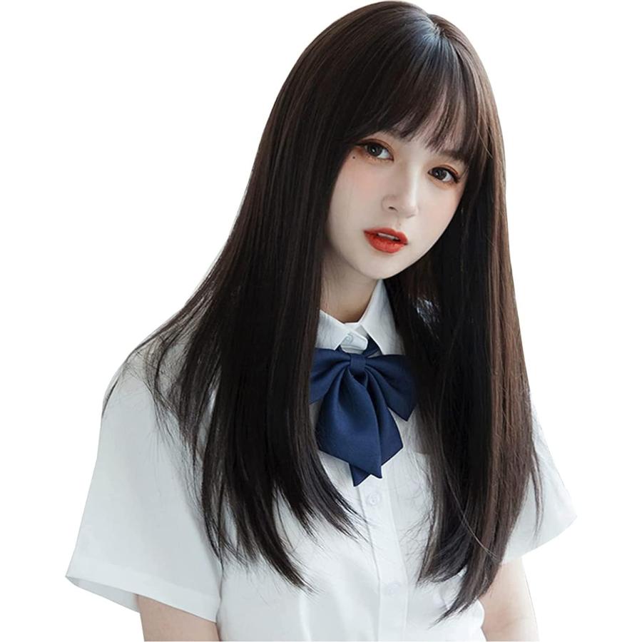 クールブラウン ゴールドブラウン ストレート ロング フルウィッグ 前髪あり 自然 ナチュラル かわいい ストレート 耐熱 イベント コスプレ ネット付き |  | 13
