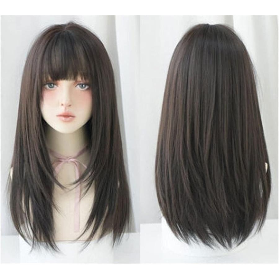 クールブラウン ゴールドブラウン ストレート ロング フルウィッグ 前髪あり 自然 ナチュラル かわいい ストレート 耐熱 イベント コスプレ ネット付き |  | 17
