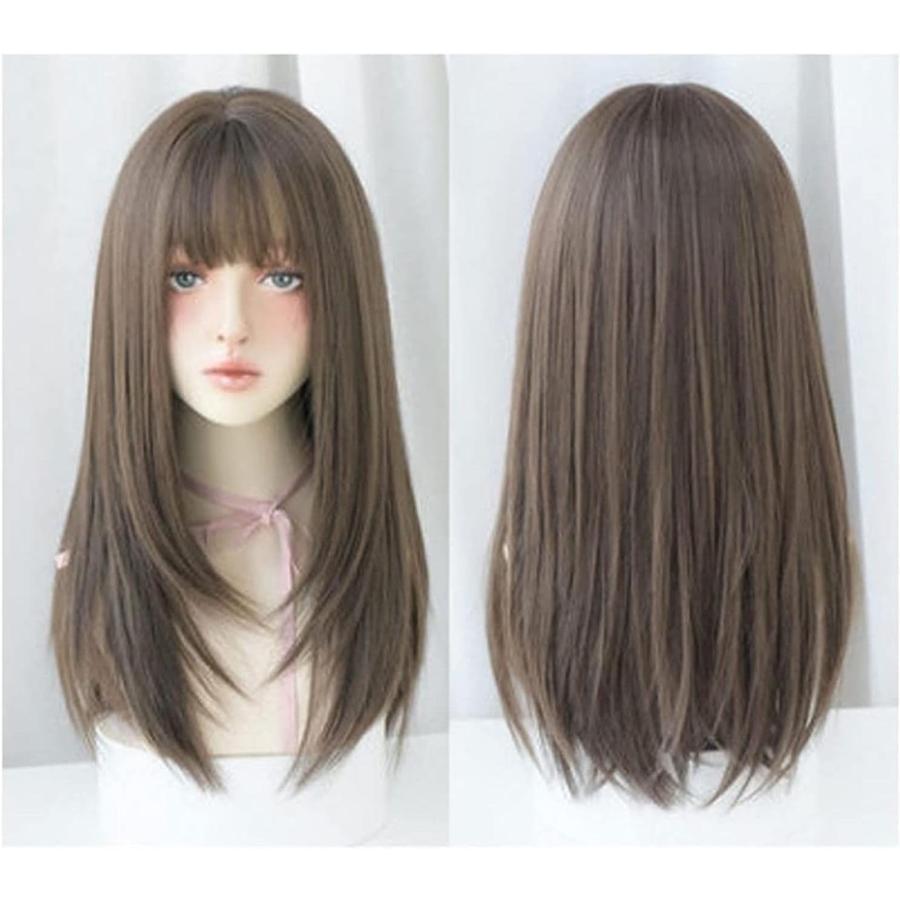 クールブラウン ゴールドブラウン ストレート ロング フルウィッグ 前髪あり 自然 ナチュラル かわいい ストレート 耐熱 イベント コスプレ ネット付き |  | 04