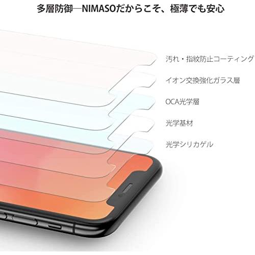 NIMASO ガラスフィルム iPhone11 Pro Max/iPhone Xs Max 用 液晶保護 フィルム 2枚入り ガイド枠付き NSP18H16｜irisboa｜02