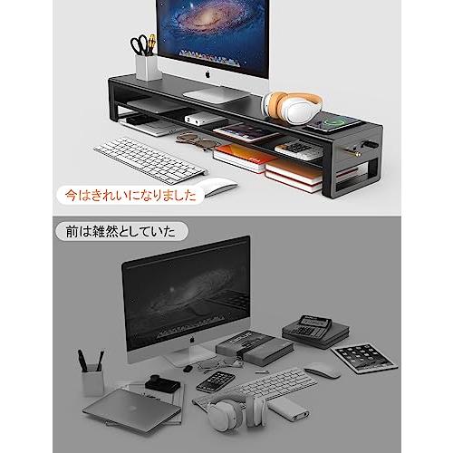 STARSIKIデュアル モニター台 2段式 モニタースタンド USB 3.0 データ転送 パソコン台 充電 ディスプレイ台 金属製 机上台 ディスプレイ/PC/ノートパ_4