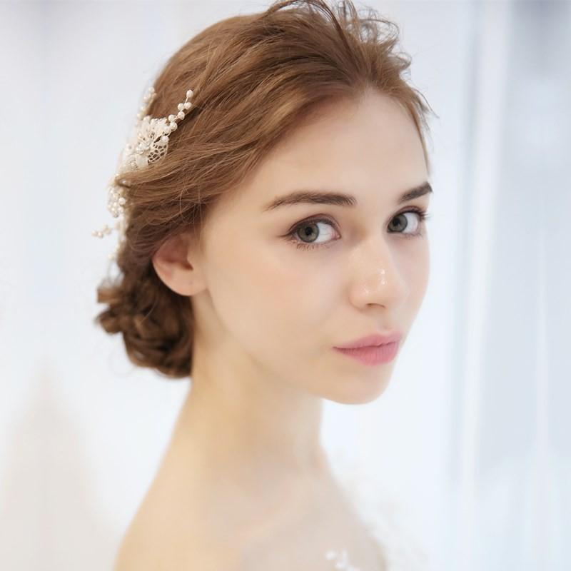 ウェディング ヘッドドレス レース クラシカル 小枝 パール ブライダル 髪飾り 結婚式 ハンドメイド ボンネ ヘアアクセサリー ダンス 発表会 和装 成人式｜irismile-wedding｜03