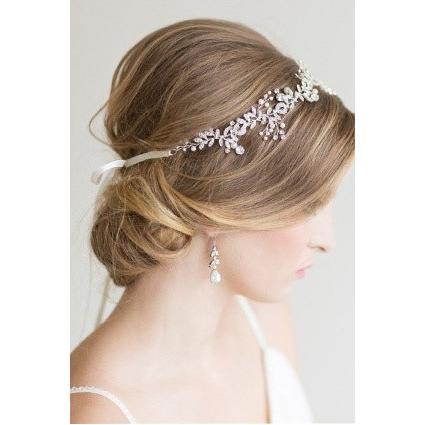 ウェディング ヘッドドレス リボンカチューシャ ティアラ 小枝 ヘアアクセサリー バックカチューシャ ブライダル 髪飾り 結婚式 ハンドメイド ダンス 発表会｜irismile-wedding｜03