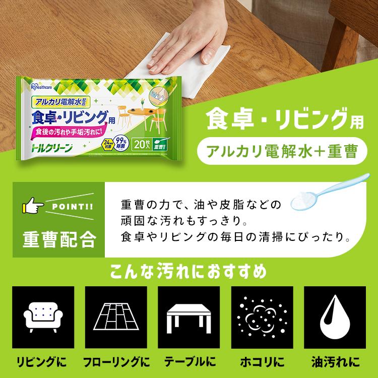 掃除シート ih コンロ 電子レンジ 冷蔵庫 食卓 リビング キッチン 20枚入 除菌 抗菌 油 床 テーブル 除菌シート アイリスオーヤマ トルクリーン T-KI T-KR T-KT | IRIS OHYAMA | 07