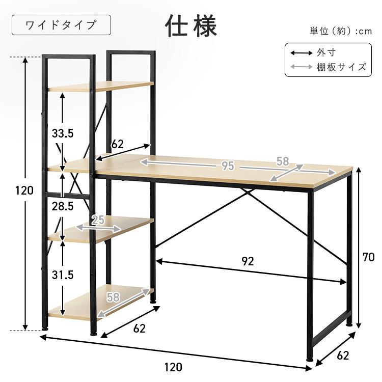 IRIS OHYAMA（アイリスオーヤマ） パソコンデスク 幅120 ラック付き