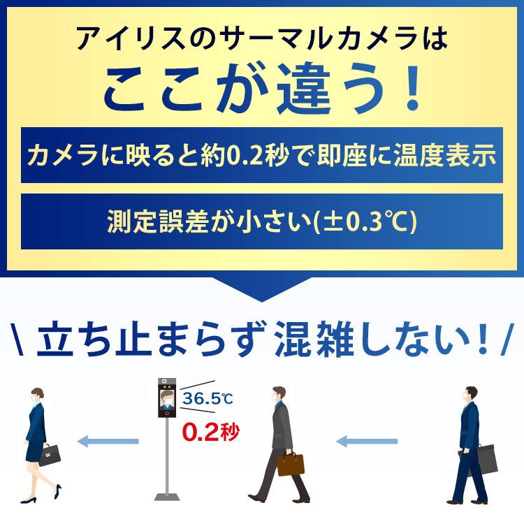 体温計 非接触 体温検知カメラ 検温 体温計 温度測定 体温測定 顔認証型AIサーマルカメラ+カウンタースタンドセット 安心延長保証対象｜irisplaza｜03