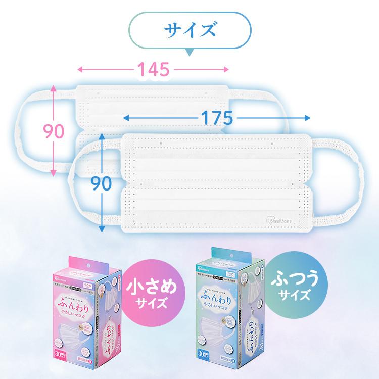 マスク 不織布 30枚×3個 90枚 不織布マスク アイリスオーヤマ ふんわりやさしいマスク 使い捨て ふつう 小さめ 個包装 PK-FY30L｜irisplaza｜09