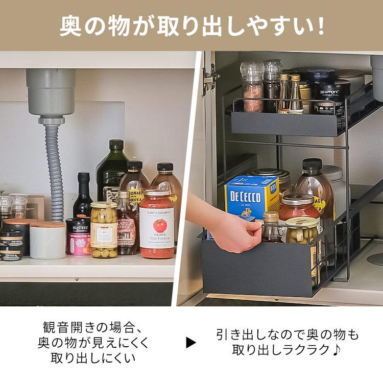 【新品 送料無料】引き出し付きシェルフ　全２色　収納ラック　キッチンラック　収納 すっきり収納♪ シンク下引き出しラックスリム SSR-200 ホワイト