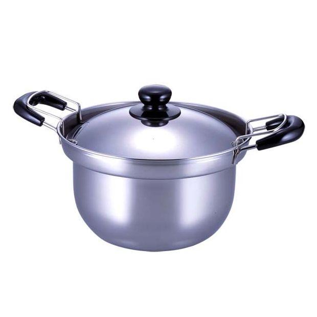 鍋 IH対応 ゆで名人 ザル付両手鍋 22cm 27045 下村企販 ステンレス