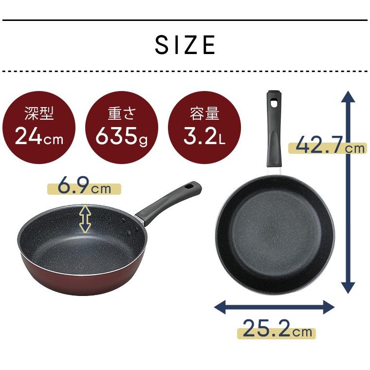 フライパン IH 24cm ガス火 直火 焦げ付かない フッ素コーティング FPM-24 (在庫処分特価20)｜irisplaza｜11