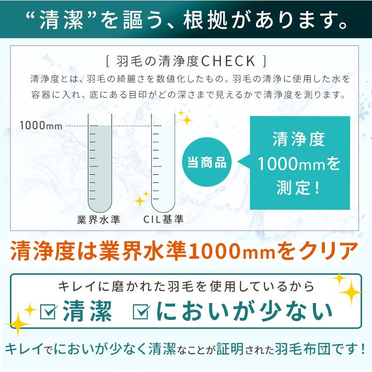 羽毛布団 セミダブル ロング 掛け布団 冬 暖かい ホワイトダックダウン93％ 1.2kg 抗菌 消臭 抗アレルゲン 日本製 PAA19RP 7年保証｜irisplaza｜12