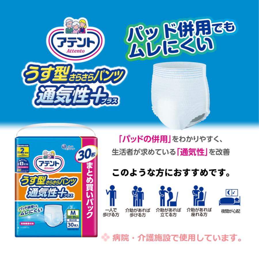 アテント 2個セット オムツ 紙おむつ うす型パンツ M〜L 男女