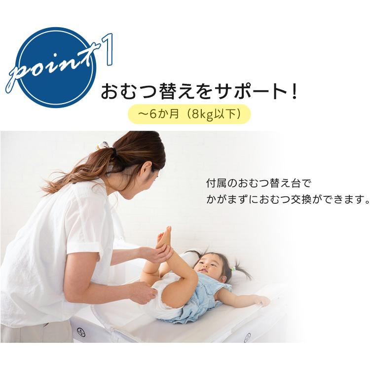 プレイヤード　おむつ台　収納バッグ付き ベビーサークル 折りたたみ メッシュ サークル おくだけ プレイヤード