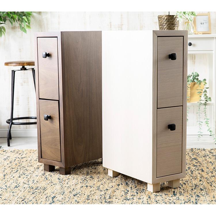 サイドチェスト チェスト ベッドサイドチェスト 2段 シンプル ブラウン