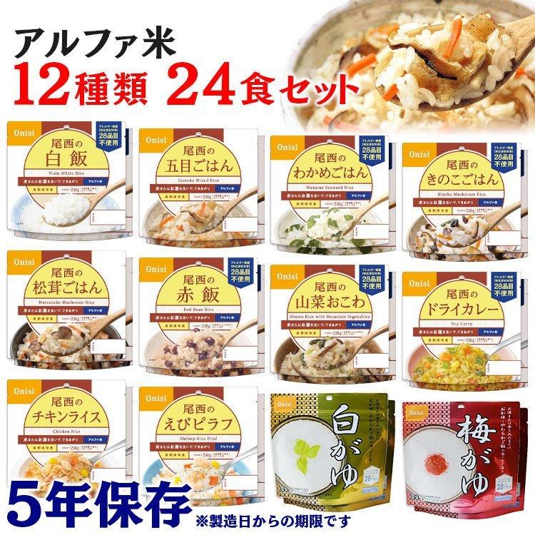 非常食 防災食 アルファ米 新アルファ米12種類×2ケース 24種類 ごはん 12種 備蓄 災害食 避難食 国産米 尾西食品 の商品画像
