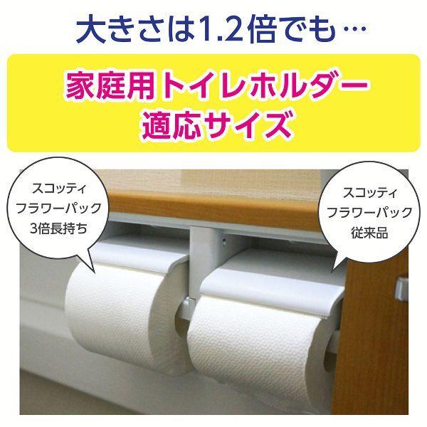 トイレットペーパー ダブル 3倍 スコッティ フラワーパック 3倍長持ち 無香料 75m 4ロール 22736 まとめ買い クレシア｜irisplaza｜07