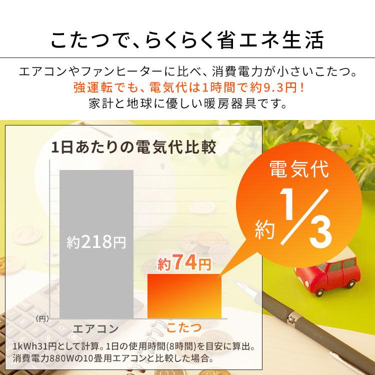 こたつテーブル こたつ布団 長方形 こたつ おしゃれ テーブル 暖房 本体 あったか 省エネ こたつ布団セット 80×60 SJ-K06-IRBR｜irisplaza｜03