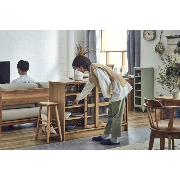 関家具 食器棚 キッチンラック 収納 ガラス 可動棚 nora ノラ Herme