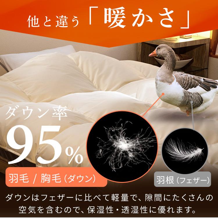 羽毛布団 ダブル 掛け布団 暖かい 2層 羽毛掛け布団 グレーグース 