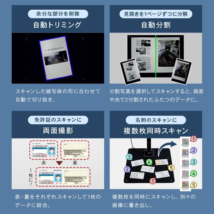 オーバーヘッド型スキャナー A4対応 コンパクト ドキュメントスキャナー ダークグレー WJ1004の画像