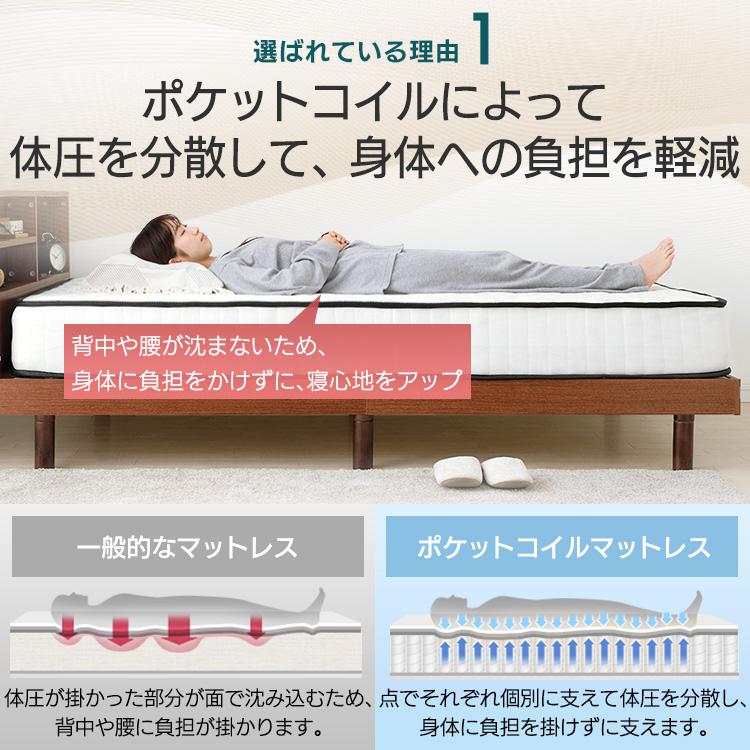 マットレス ダブル 点で支える ポケットコイルマットレス 厚さ16.5cm D