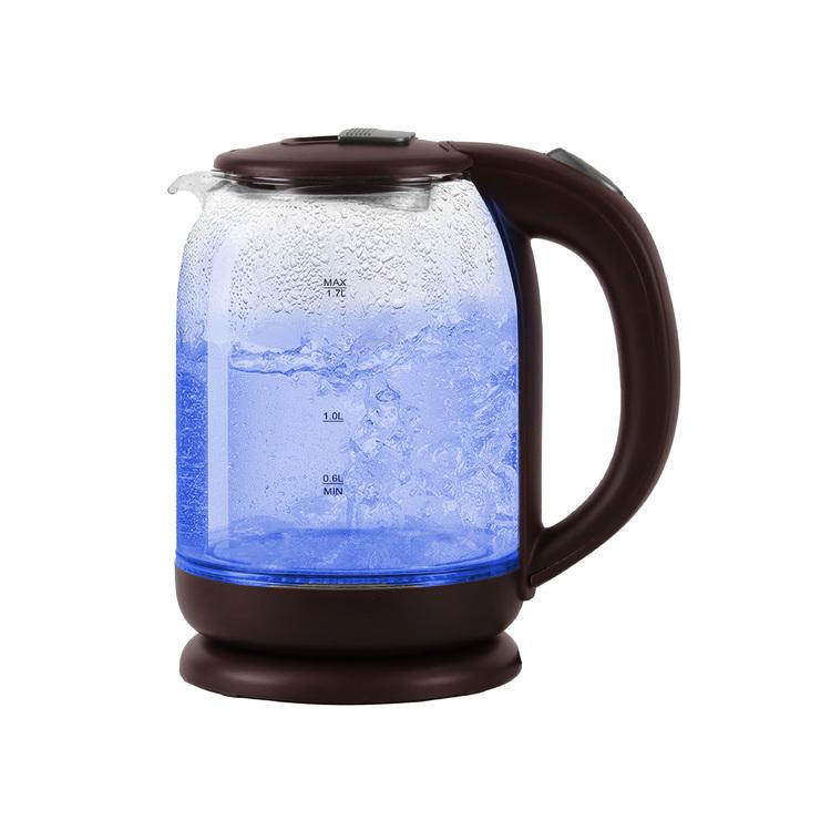 家電 調理 キッチン家電 電気ポット1.7Lガラス電気ケトル ダーク