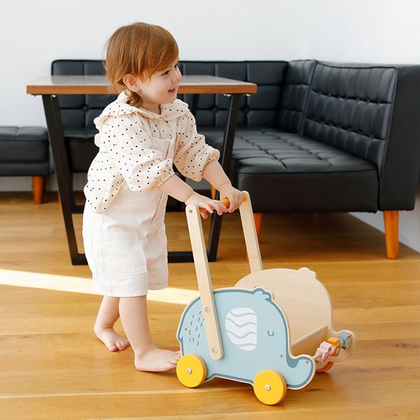 シュタイナー　手押し車 天然木製カート　お人形遊び　バギー DADWAY（ダッドウェイ） エレファントバギー 子供 手押し車 赤ちゃん