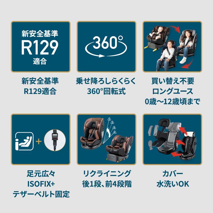 チャイルドシート 新生児 isofix 回転 ジュニアシート R129 新安全基準適合 ターンピット F-TT メーカー保証 |  | 05