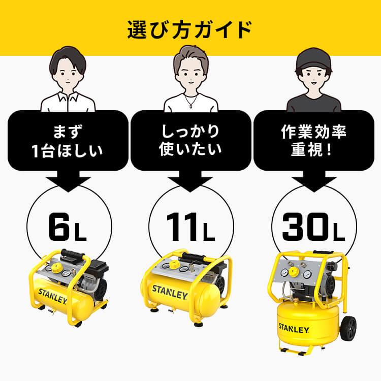 コンプレッサー 100V 静音 エアーコンプレッサー オイルレス 11L 小型