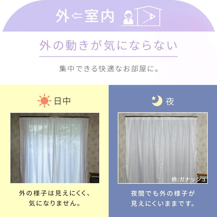 カーテン レースカーテン 2枚組 1枚 UVカットレース 柄付きレース