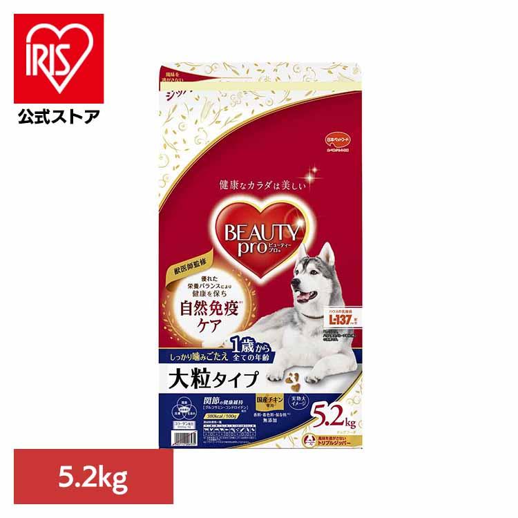 ドッグフード ビューティープロ ドッグ 大粒 1歳から 5.2kg 日本ペット フード 乳酸菌 L-137 コラーゲン 着色料無添加 香料無添加 総合栄養食 | 