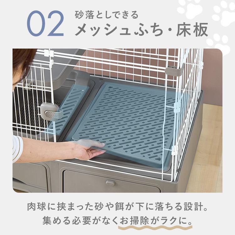 【美品】猫 トイレ内属 ケージ 三段 ハンモック付き キャットケージ 3段 システムトイレ一体キャットケージ ハンモック 猫