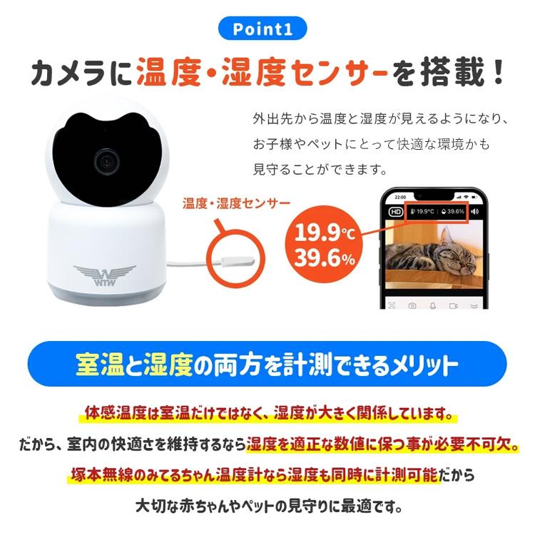 ペットカメラ みてるちゃん猫 23 温湿度計 防犯カメラ 自動追跡 wifi
