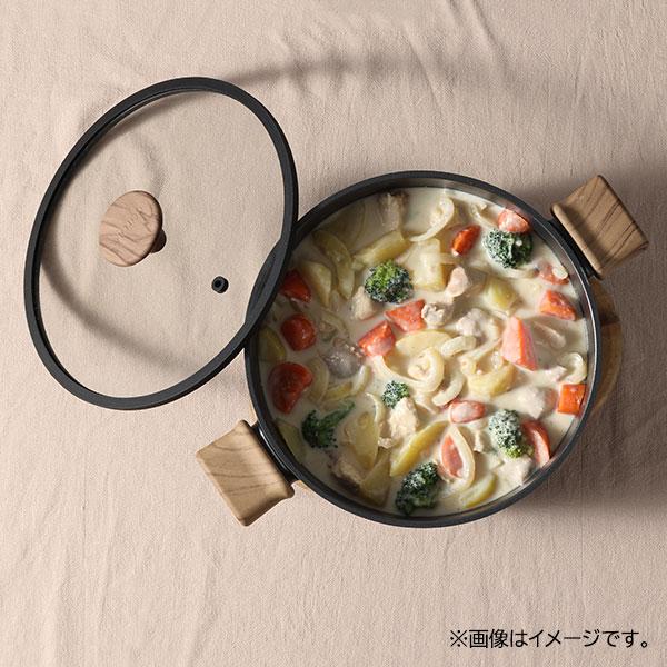 両手鍋 キャセロール 24cm IH ガス火対応 ガラス蓋付 CAROTE カローテ