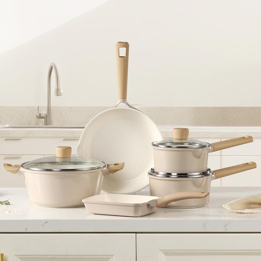 CAROTE（カローテ） フライパン 26cm IH ガス火対応 セラミック ミルク