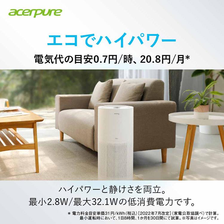Acerpure Pro Vero 空気清浄機 30畳コンパクト マットホワイト＆アカ
