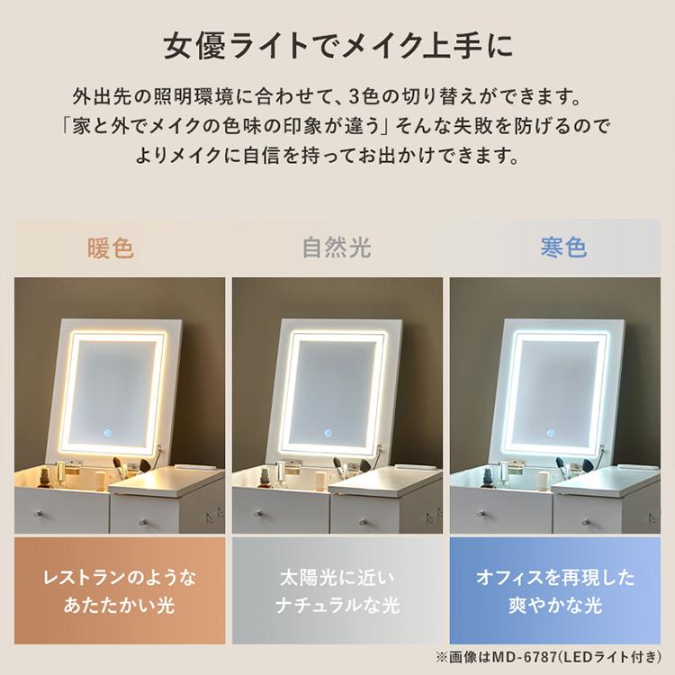 ドレッサー デスク コンパクト ライト付き 化粧台 椅子付き LED 照明