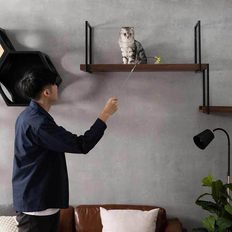キャットウォーク キャットステップ 猫用品 ペット用品 猫家具 猫ベッド 壁掛け 天井吊り下げ 猫部屋 AVENUE/100cm ウォールナット MYZOO MZ0059の画像