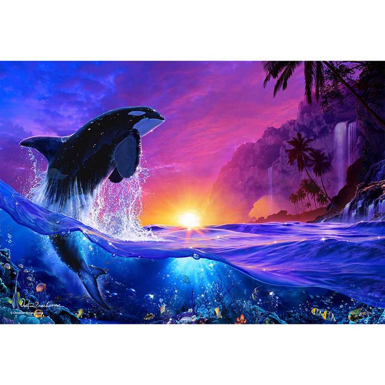 ジグソーパズル 300ピース ラッセン 26×38cm 海 夕景 シャチ ハワイ