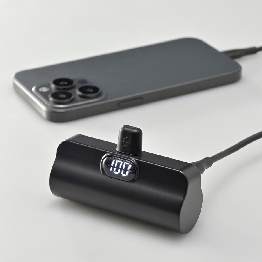 モバイルバッテリー 直差し 防災 旅行 Type-C 液晶 5000mA ホワイト