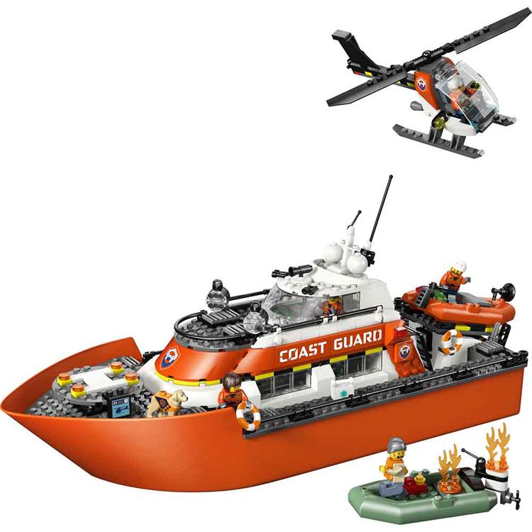 おもちゃ 玩具 ブロック プレゼント 誕生日 クリスマス 小学生 のりもの LEGO 沿岸警備隊レスキュー ボート＆ヘリコプター 60504 CITY_1